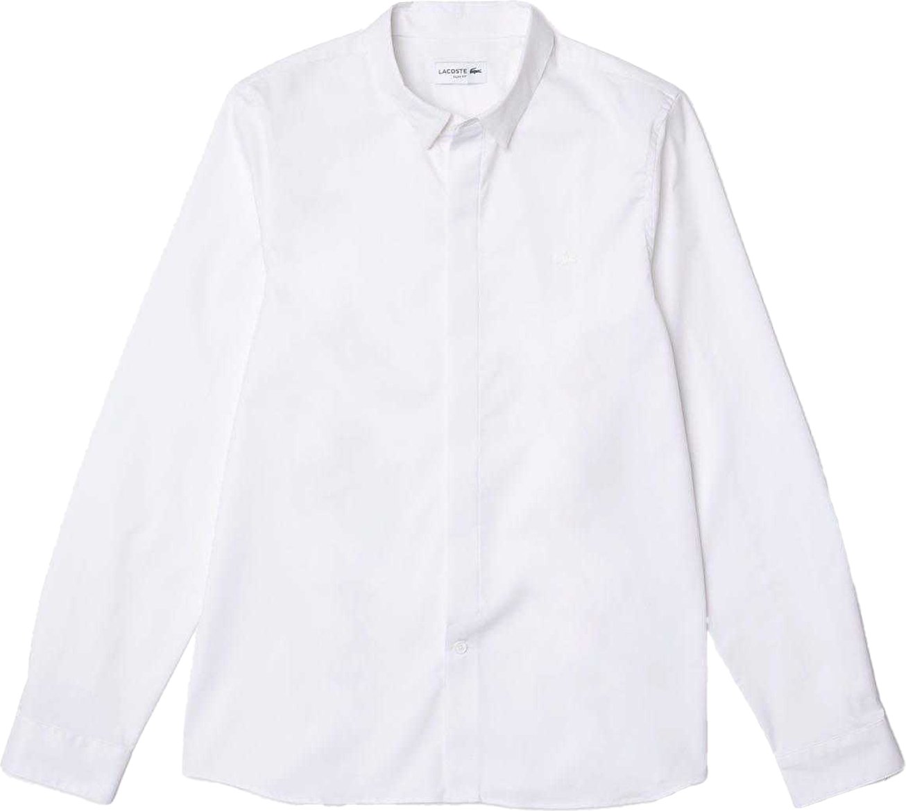 Lacoste - Hemd für Herren,Verdeckte Knopfleiste PopelinSchmal (Weiß)