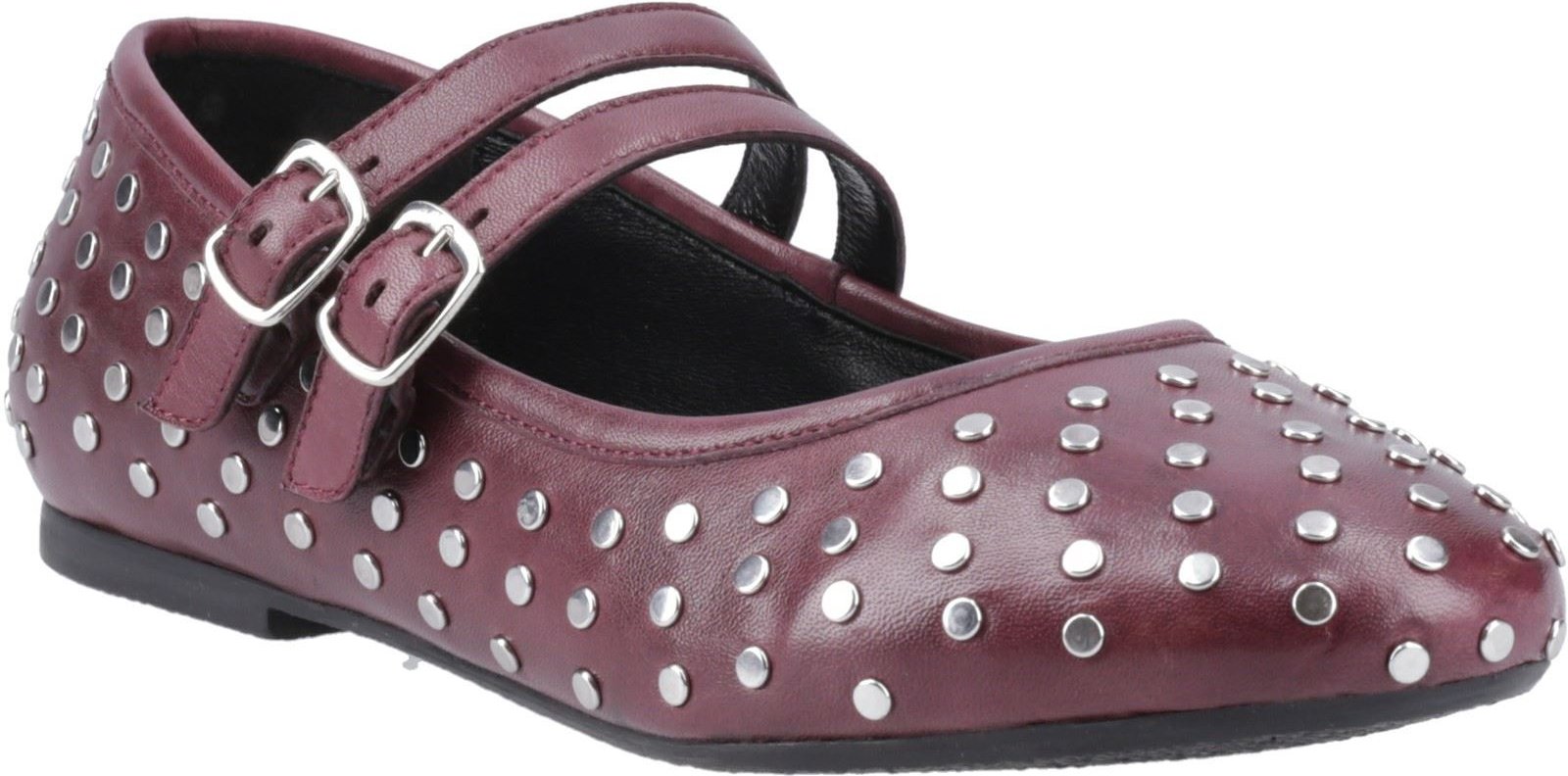 Thumbnail - Hush Puppies Nixie Leder Damen Schuhe in Pflaumenfarbe
