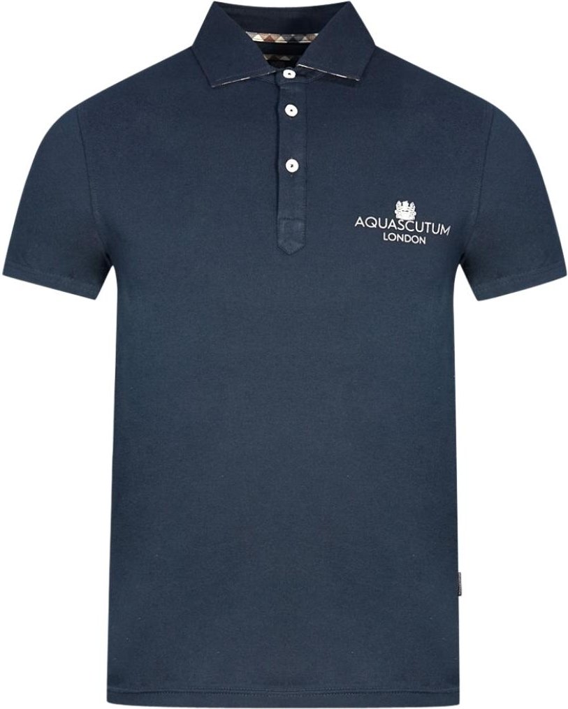 Aquascutum London Bold Logo Marineblaues Poloshirt