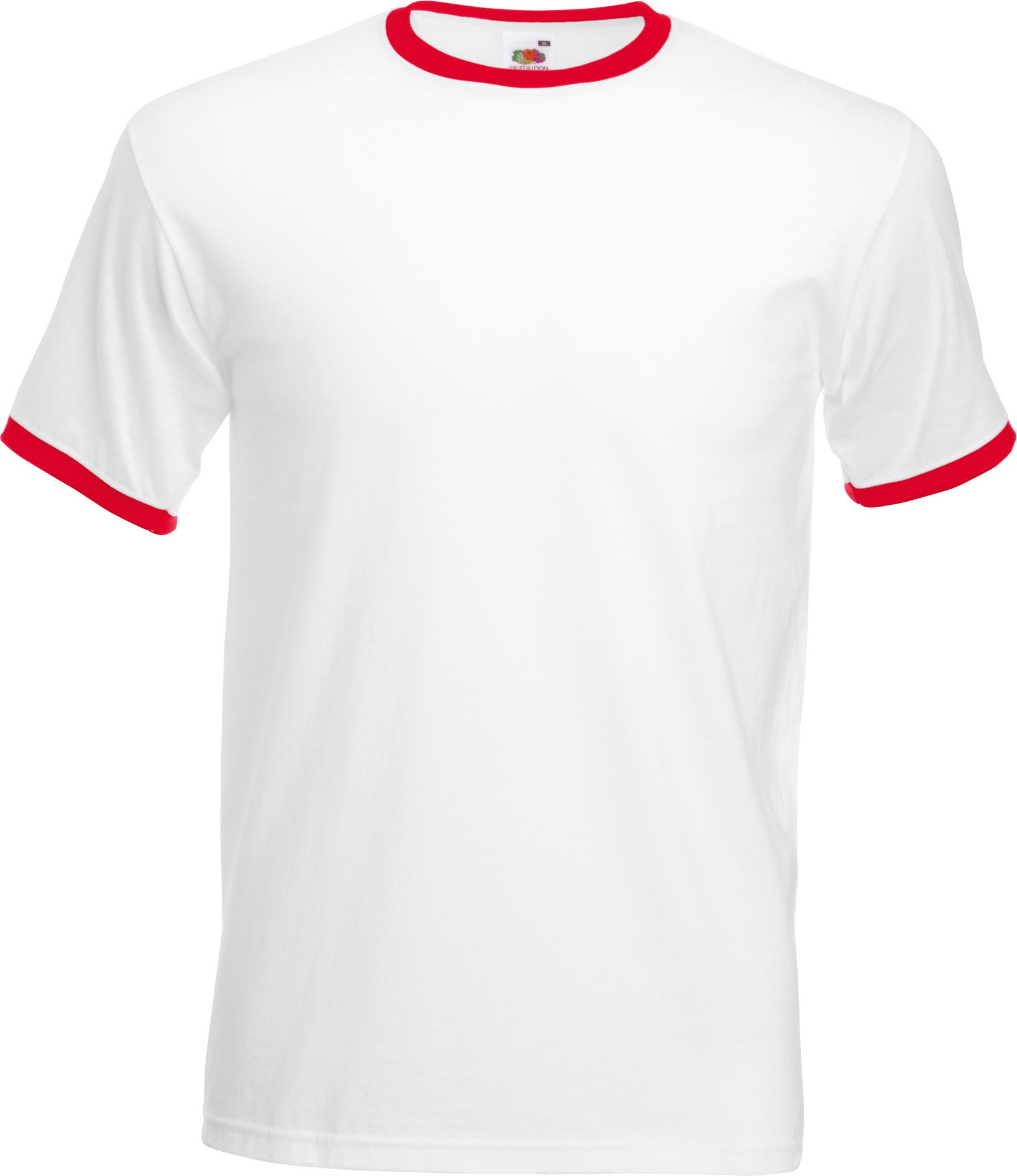 Thumbnail - Fruit Of The Loom Herren Ringer T-Shirt (Weiß/Rot)