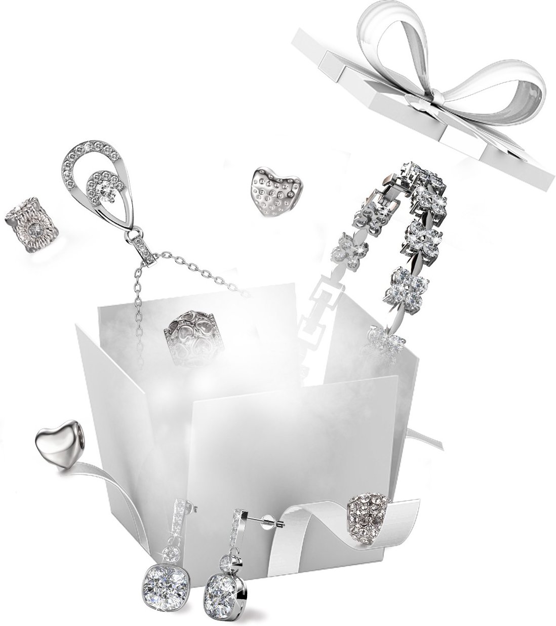 13 Juwelen und 11 Überraschungsperlen für den DIY-Adventskalender - Silber und Kristall