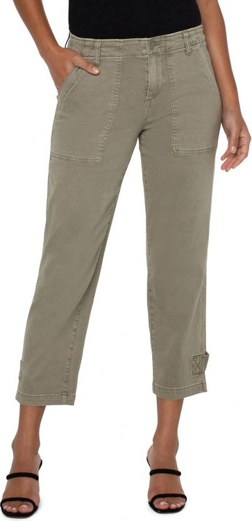 Utility Crop Cargo Jeans mit gerafftem Bein in Zinngrün