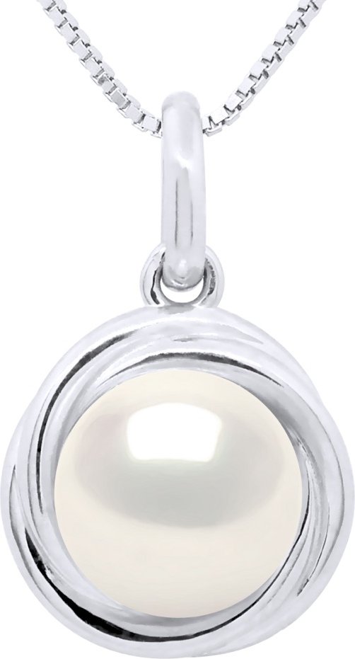 Anhänger Double Knot Weißgold - Echte Süßwasser-Zuchtperle rund 10-11 mm