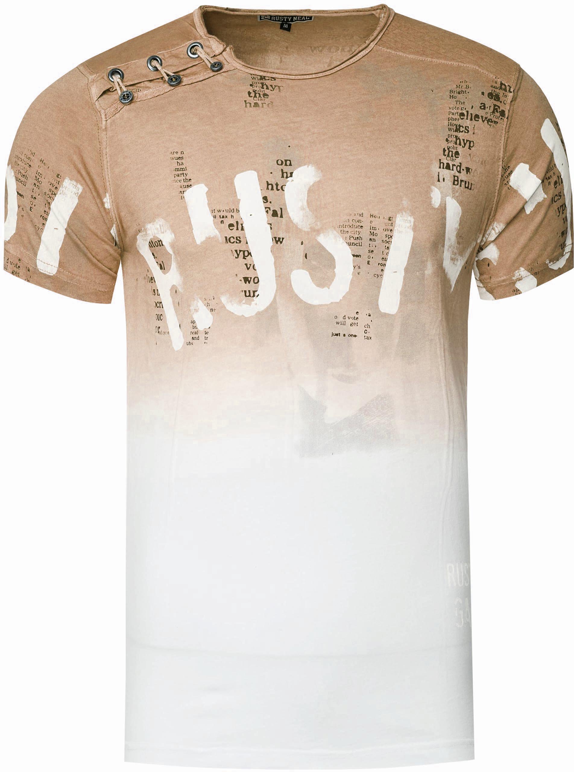 Thumbnail - T-Shirt Verwaschen mit Farbverlauf und Seitlicher Knopfleiste