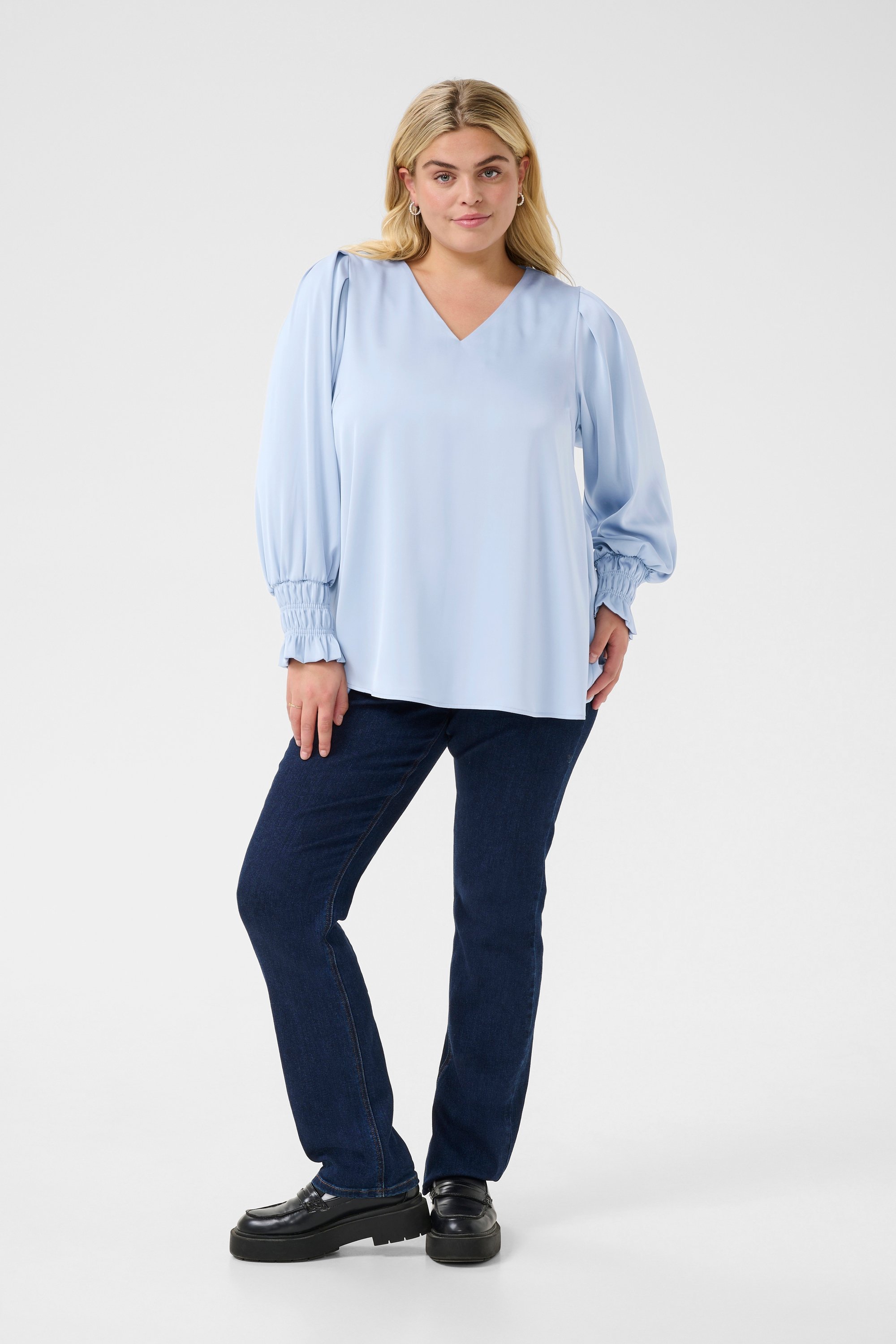 Thumbnail - Langarm-Bluse A-shape Soft Chambray blue