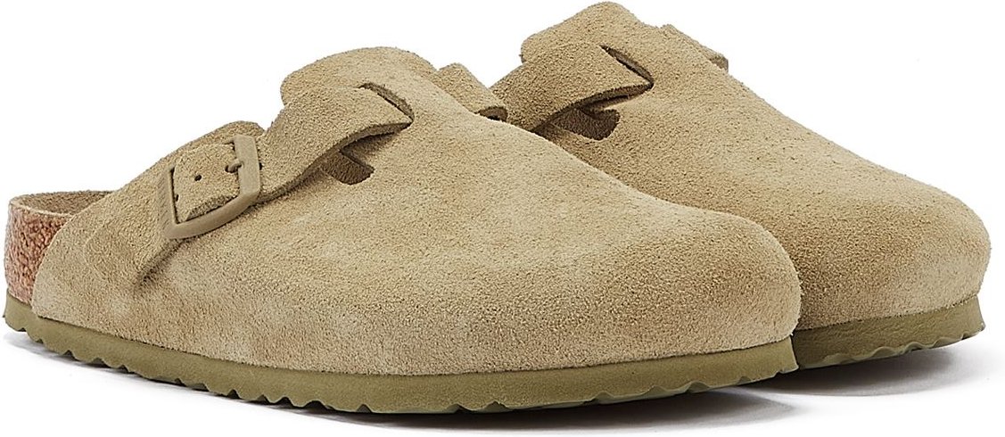 Birkenstock Boston Wildleder verblasst Khaki Grau Clogs