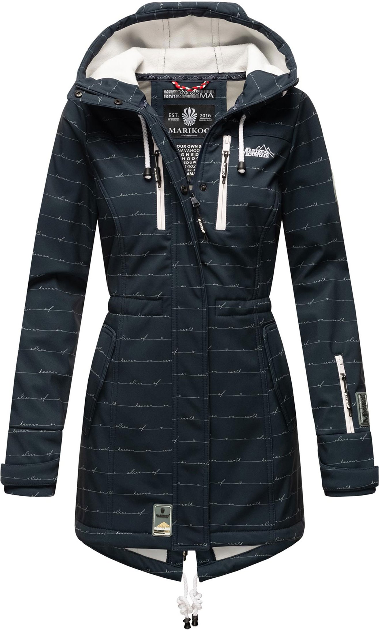 Thumbnail - Marikoo lange Damen Steppjacke Abendsternchen mit abnehmbarer Kapuze