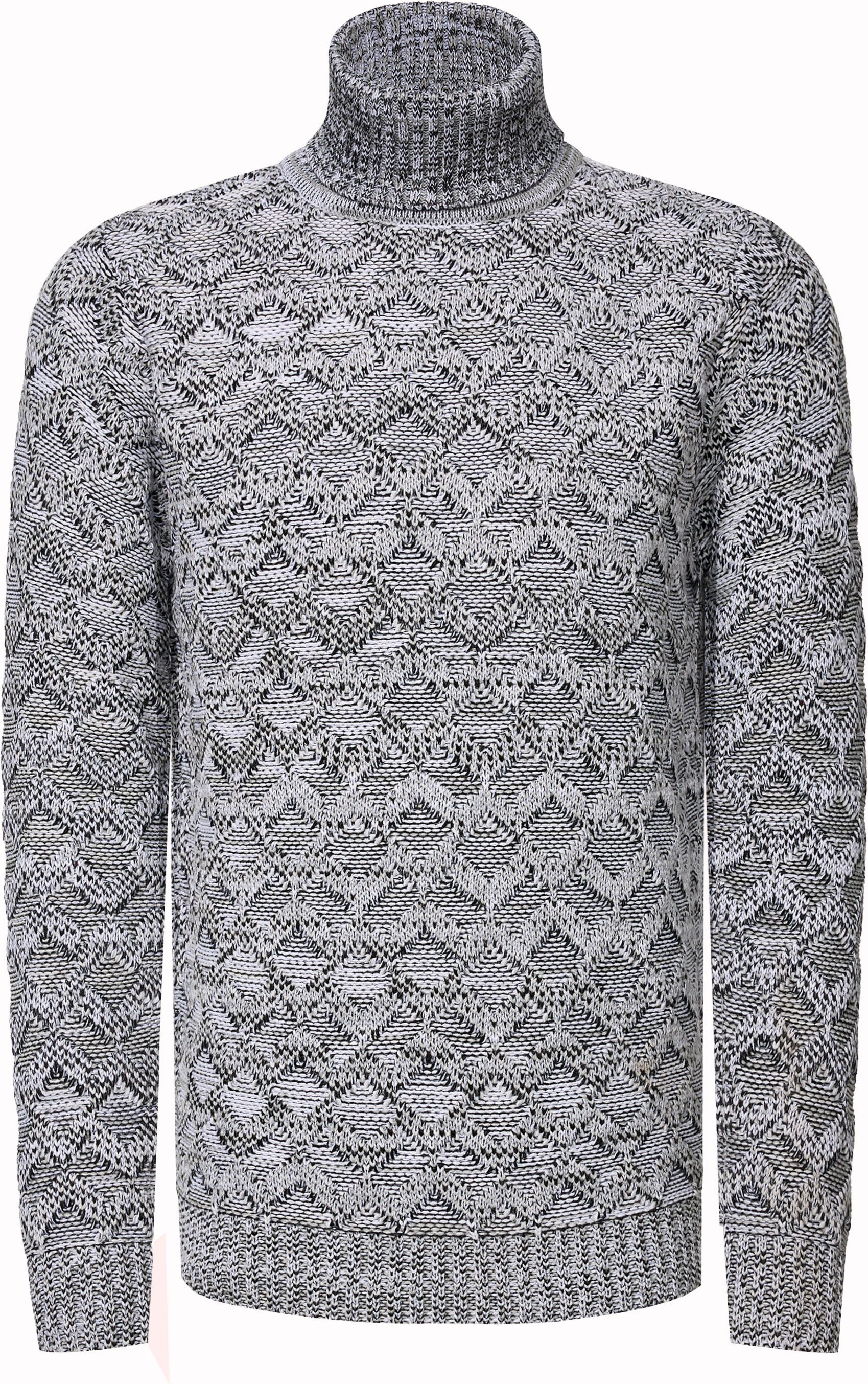 Kontrast Grobstrick Rollkragen-Pullover