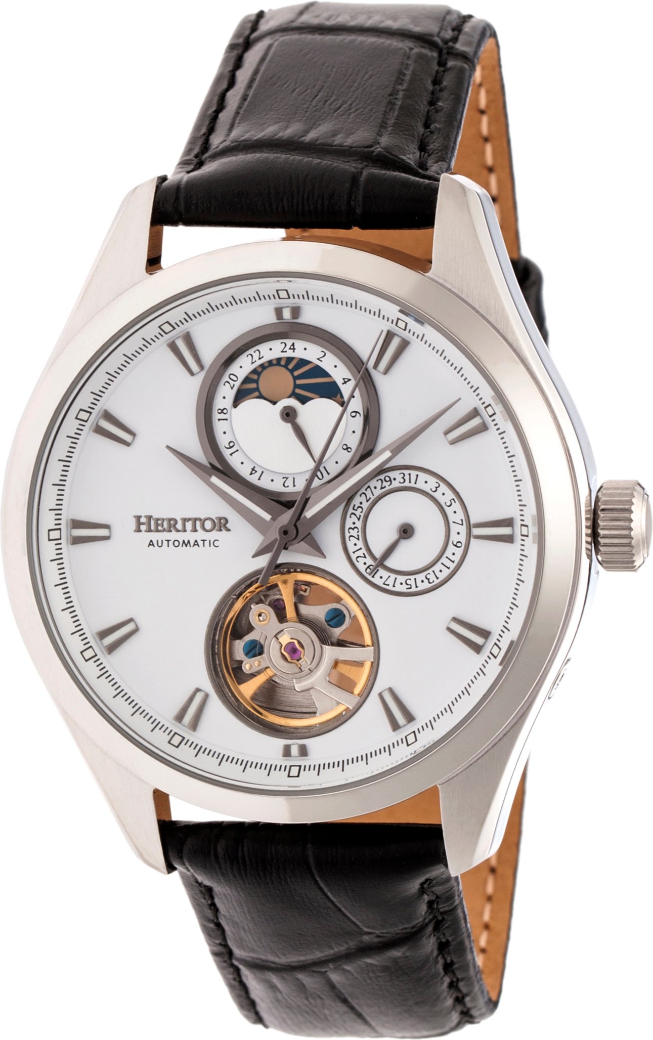 Heritor Automatik Sebastian Semi-Skelett Lederarmbanduhr