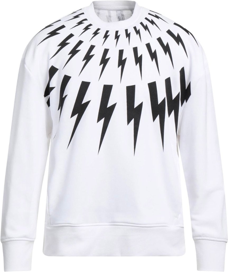 Neil Barrett Fair Isle Thunderbolt Sweatshirt in Übergröße Weiß