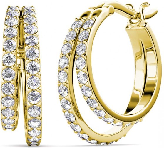 Duo-Ring-Ohrringe - Gold und Kristall