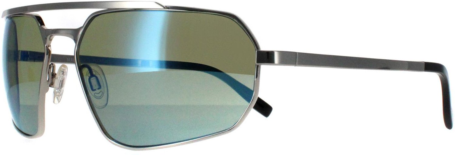 Serengeti Rectangle Herren Glänzend Silber Saturn 555nm Blau Polarisiert Hinkley