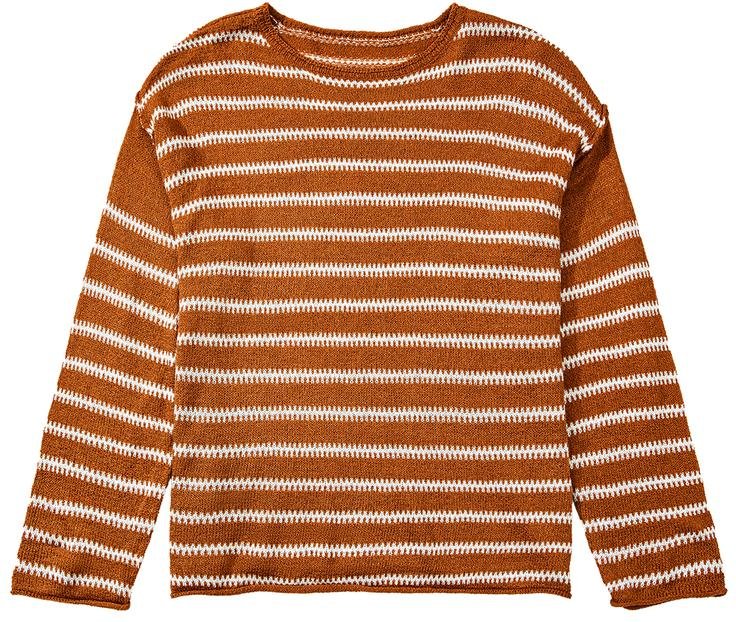 Thumbnail - Azura Exchange Brauner Streifen Drop-Shoulder Freizeitpullover