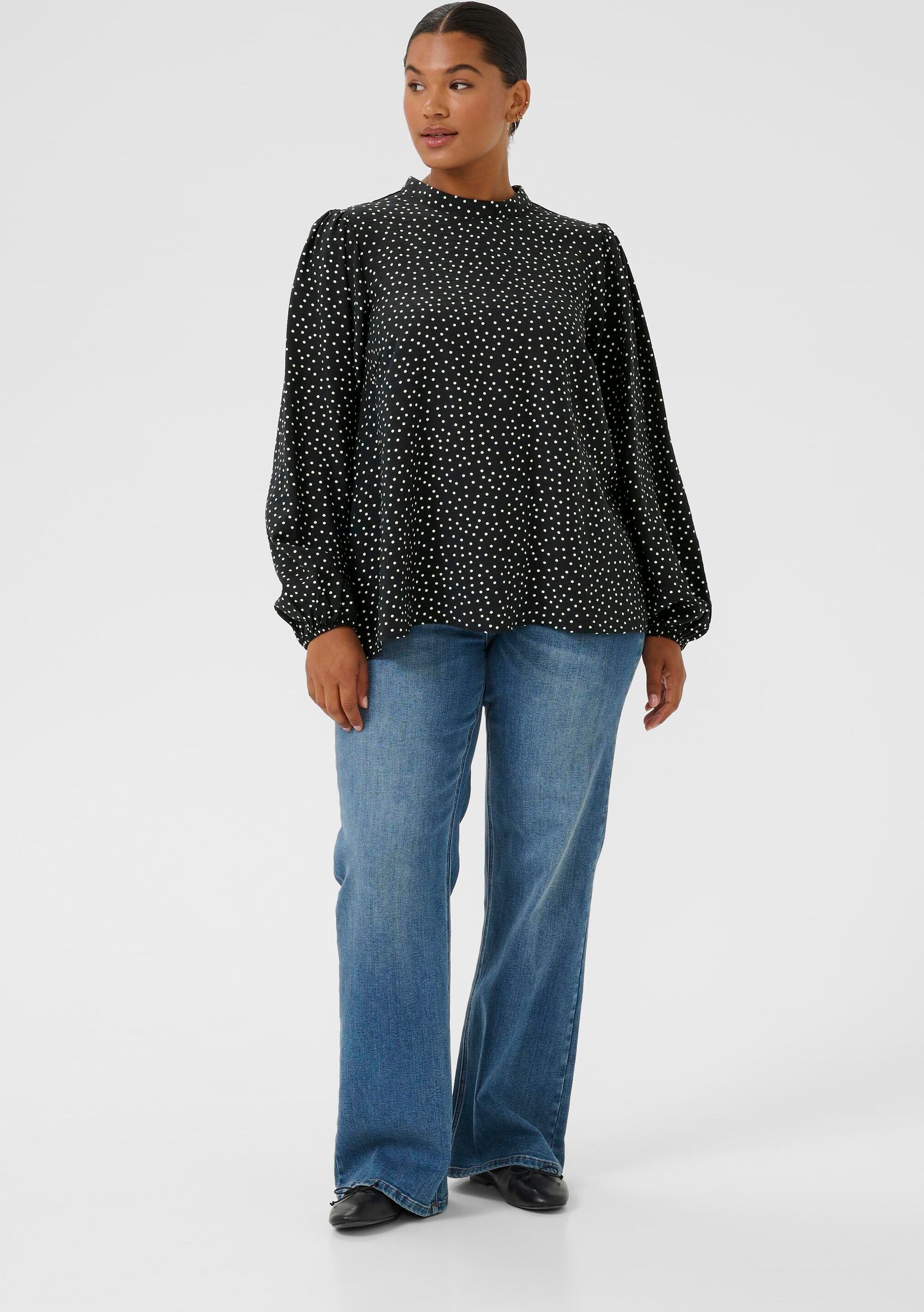 Thumbnail - Langarm-Bluse KCrya A-shape black white