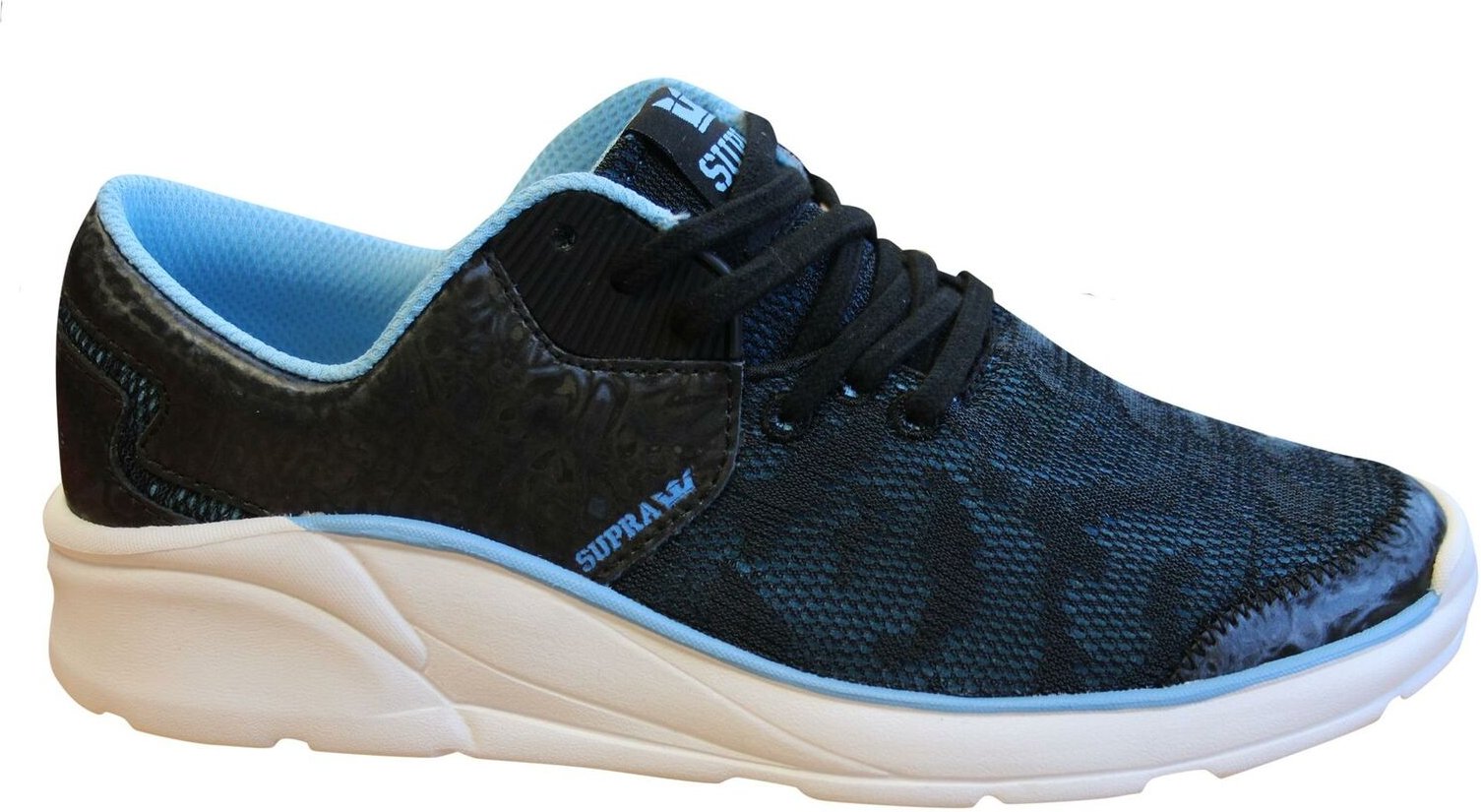 Supra Noiz Womens Trainer Black Blue Pea -up lässige Laufschuhe 98026 069