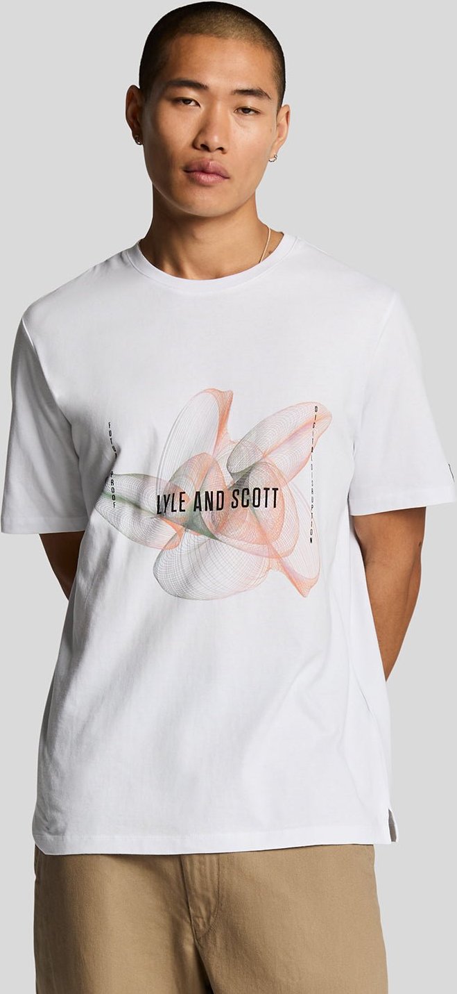 Thumbnail - Lyle & Scott T-Shirt mit 3D-Liniengrafik – Weiß