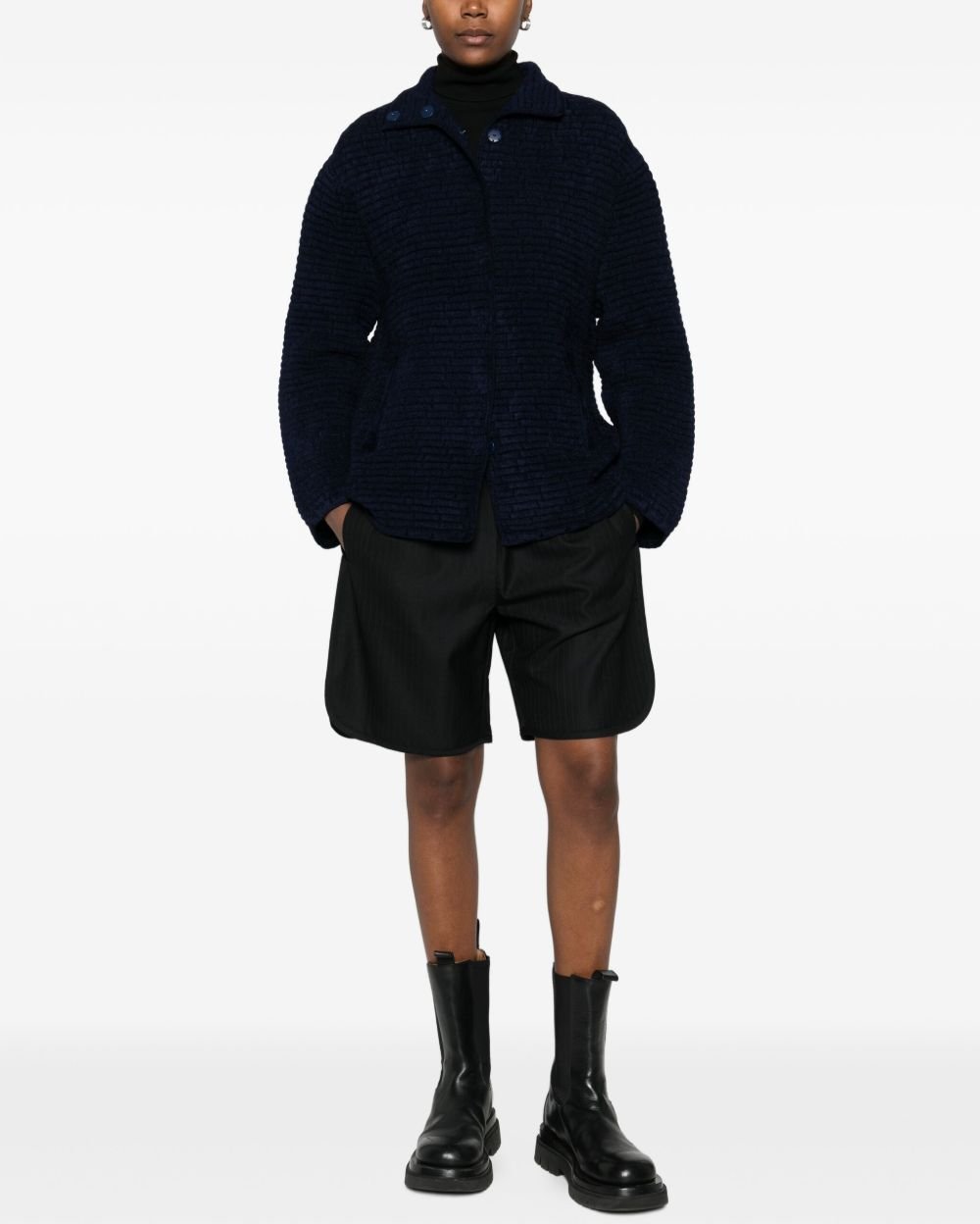 Strukturierter Hochkragen-Reißverschluss