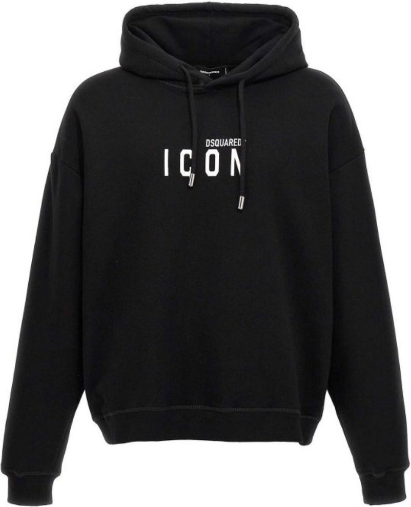Dsquared2 Relaxed Black Hoodie White Icon Logo