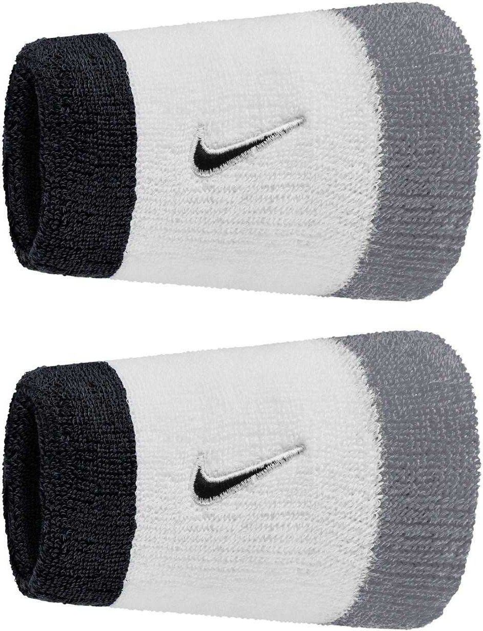 Nike - Schweißband, Swoosh (2er-Pack) (Weiß/Grau/Schwarz)
