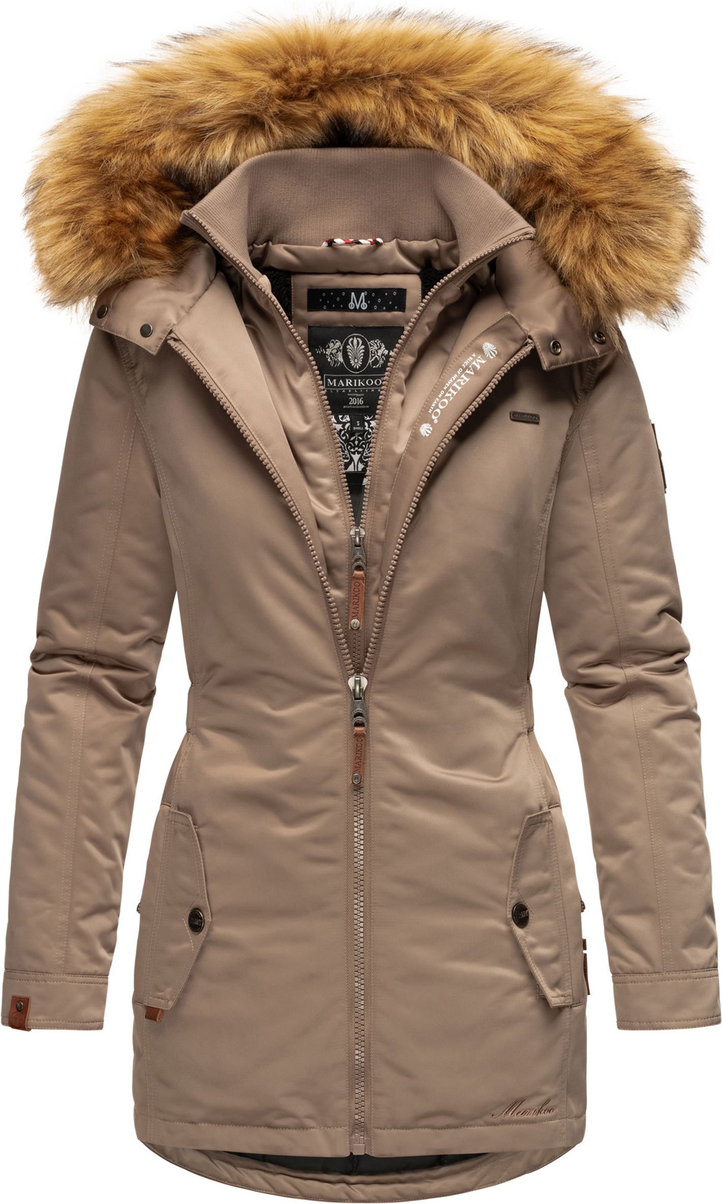 Marikoo Damen Winterjacke – Sanakoo, warm mit abnehmbarem Fellkragen
