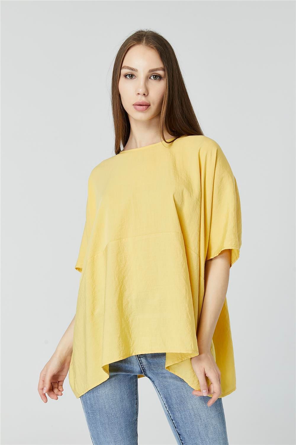 Weit geschnittene Kurzarmbluse