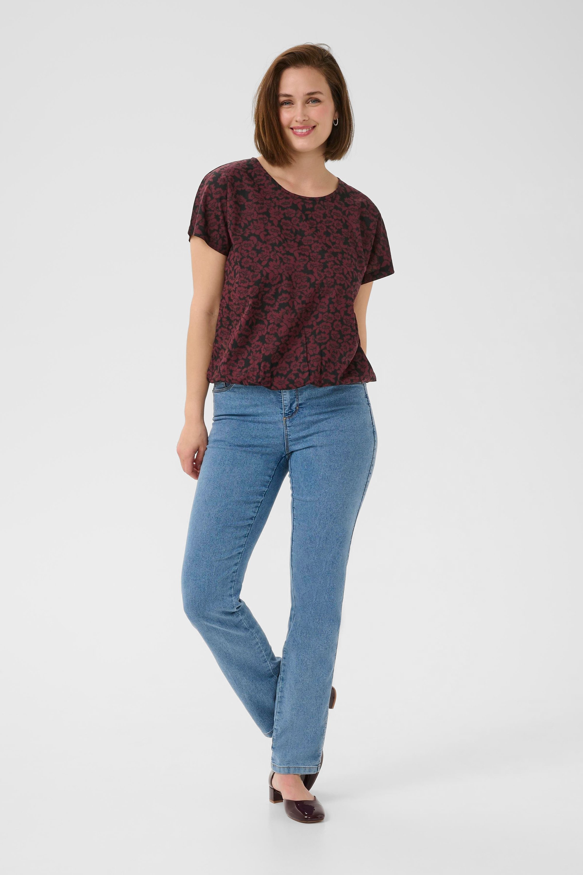 Kurzarm-Bluse KAbeathe Loose fit black brown