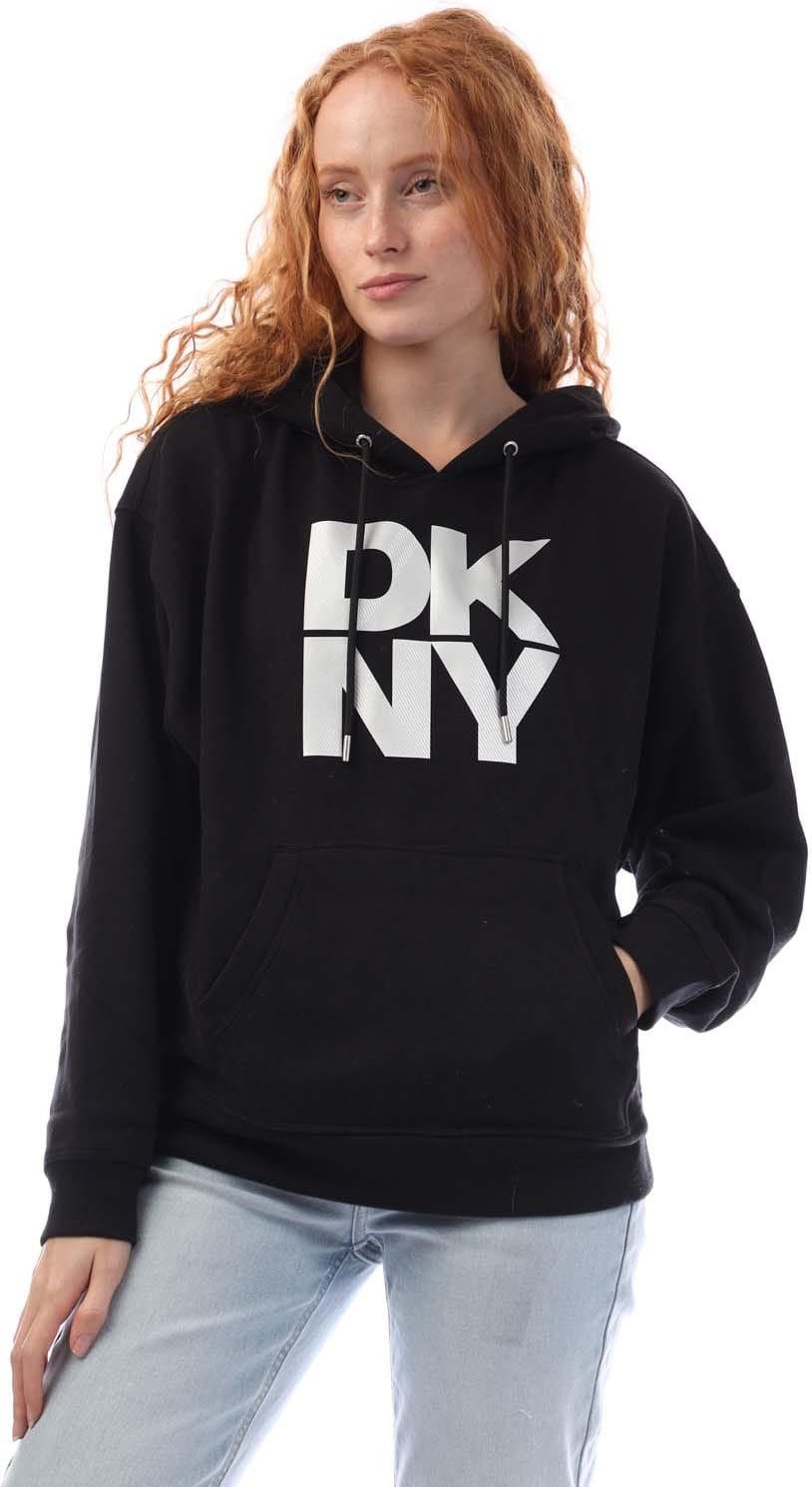 DKNY - Kapuzenpullover für Damen, Logo (Schwarz/Silber)