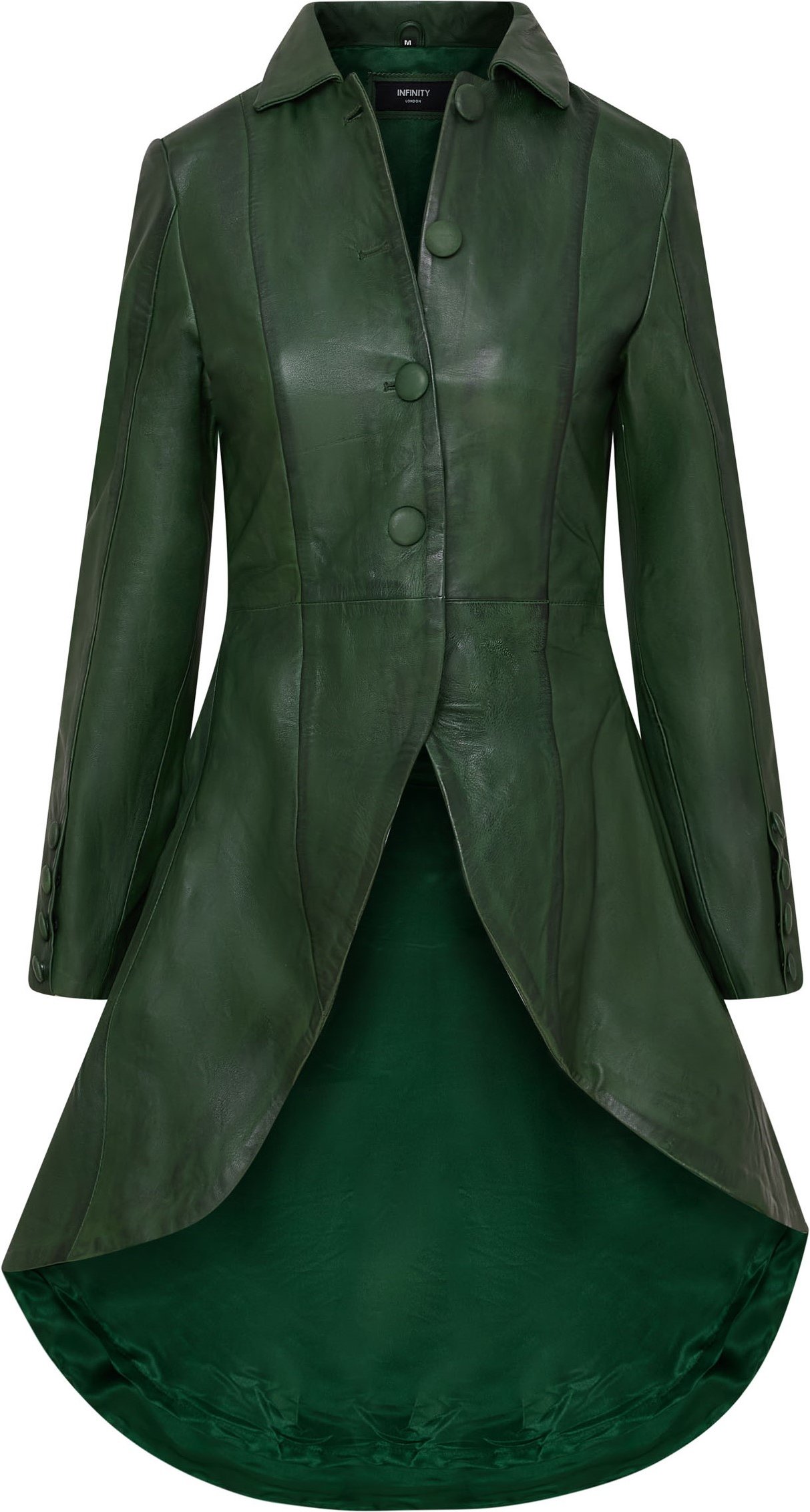 Grüner Gothic-Ledermantel in viktorianischer Länge für Damen - Vantaa