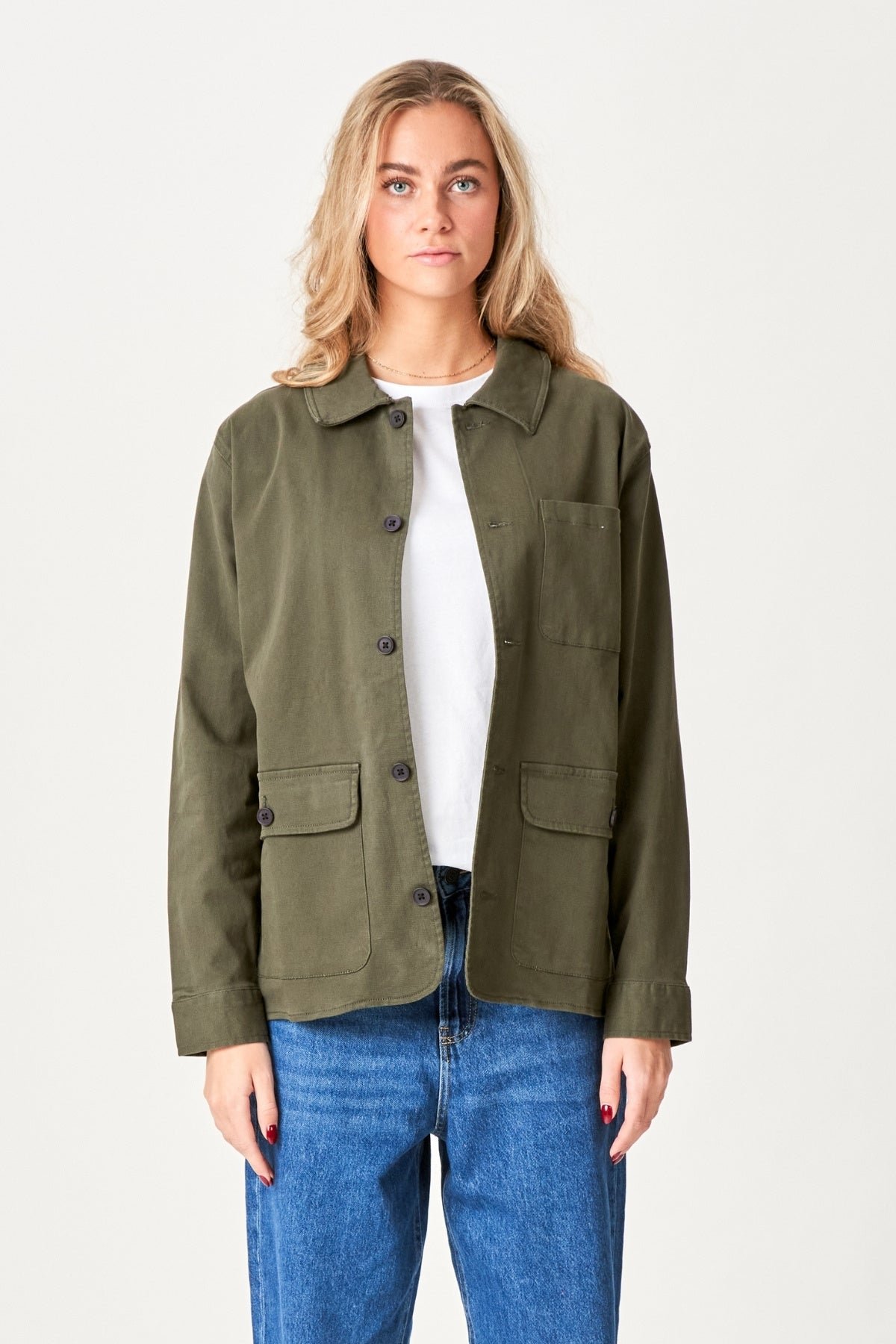 Thumbnail - Hemdjacke aus Twill – Dunkeloliv