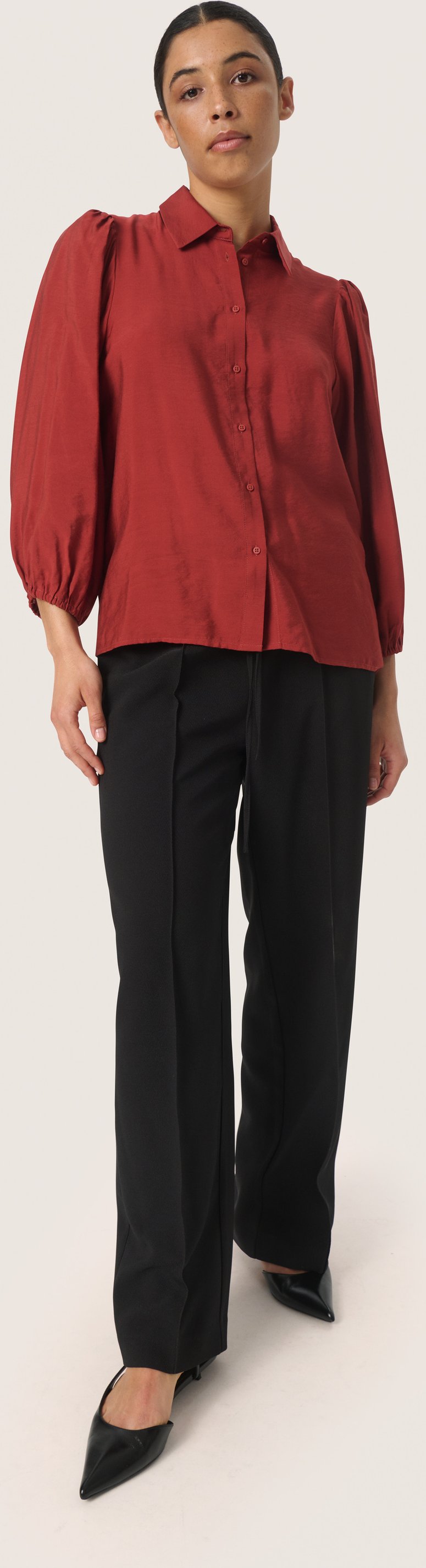 Langarm - Hemd Gerade Passform Russet Brown