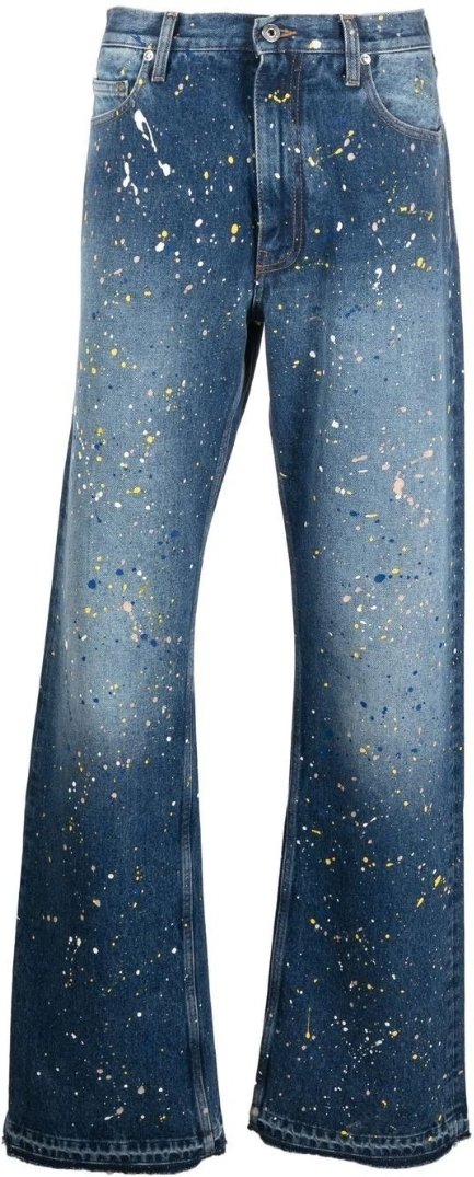 Off-White Paint Relax Slim Fit Blue Jeans