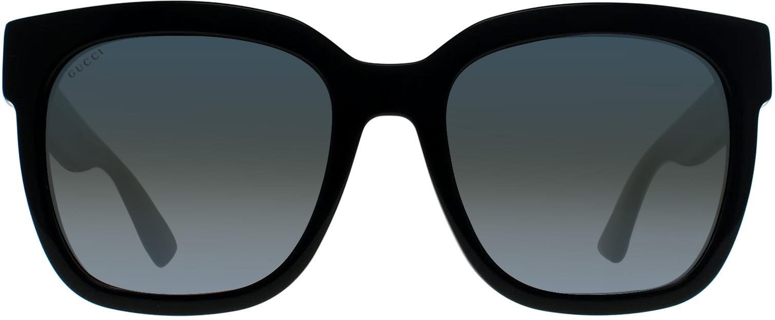 Gucci Square Womens Schwarz mit grünen und roten Glitter grau Gradient GG0034SN Sonnenbrille