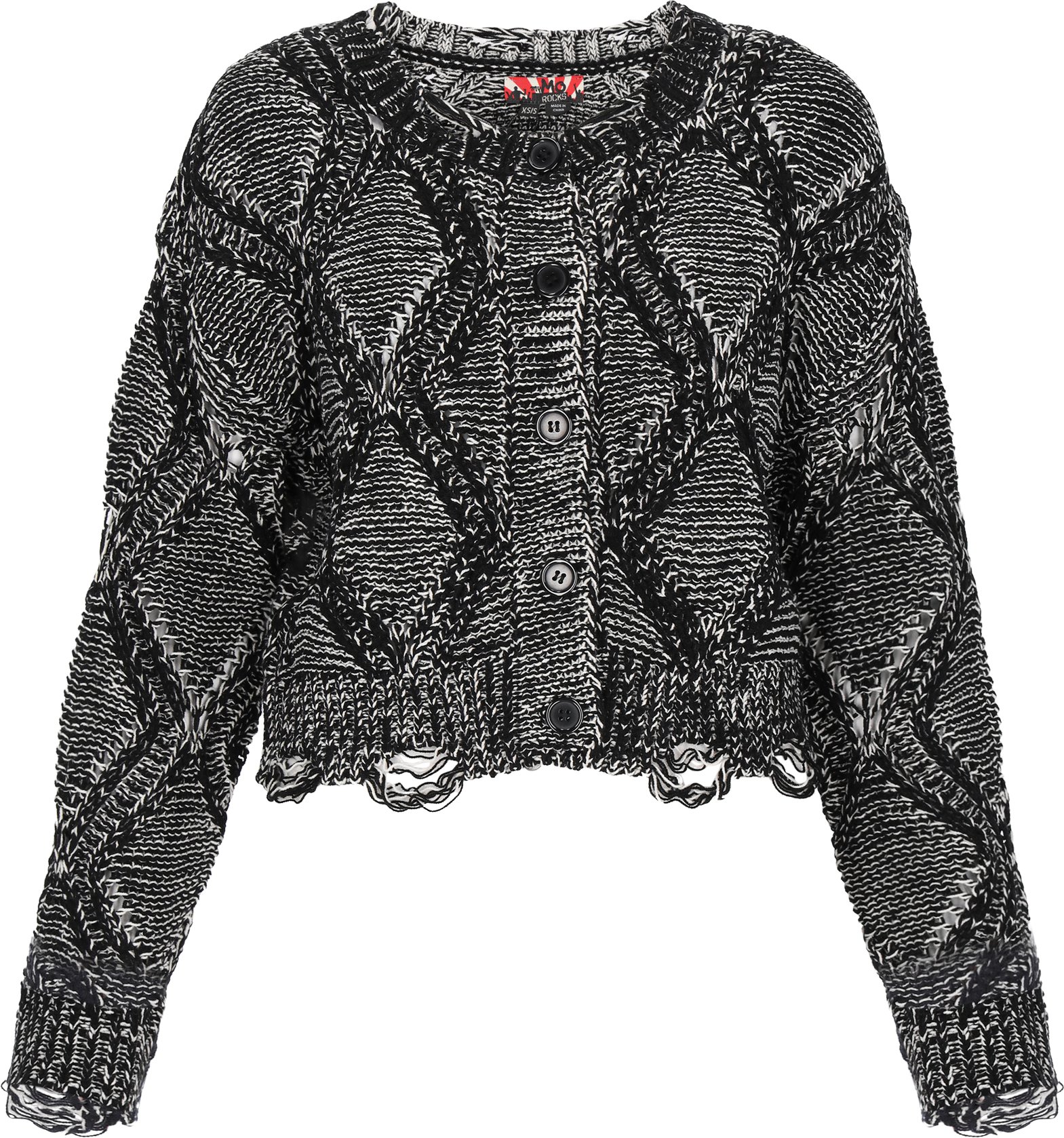 Mymo Strickjacke Frauen schwarz/offwhite