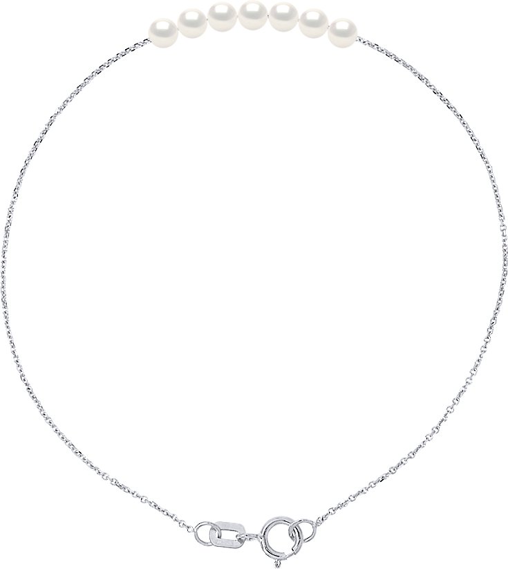 DIADEMA - Armband - 7 echte Süßwasserperlen - Kabelkette in Weißgold