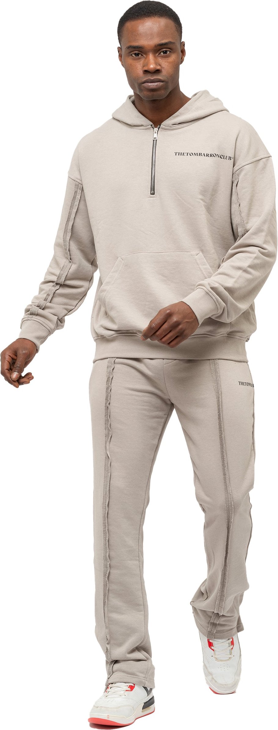 Tom Barron Herren-Trainingsanzug-Set mit Viertelreißverschluss, Oversize