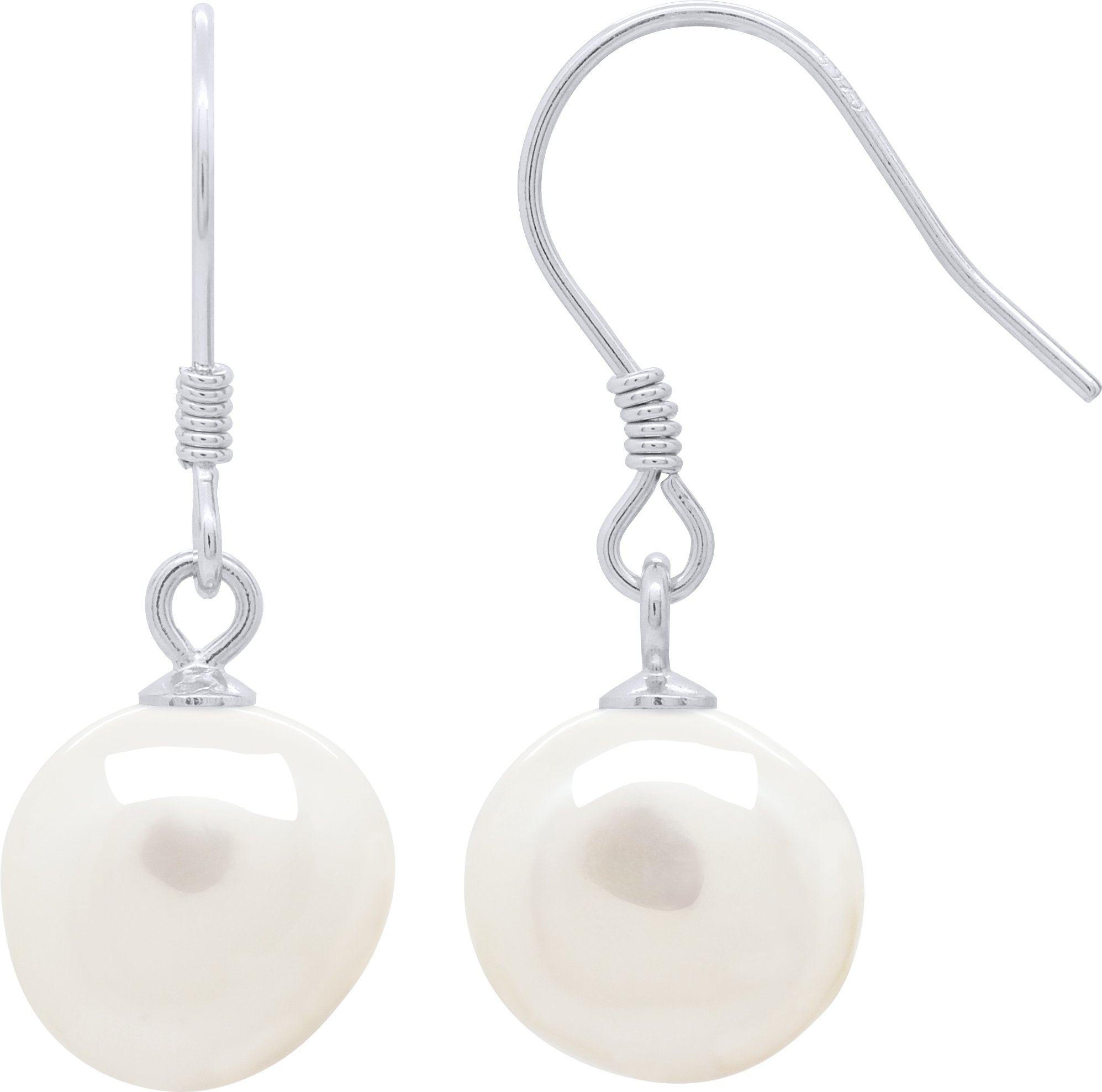 Hängende Ohrringe, echte Süßwasser-Zuchtperlen, Barock, 10–11 mm