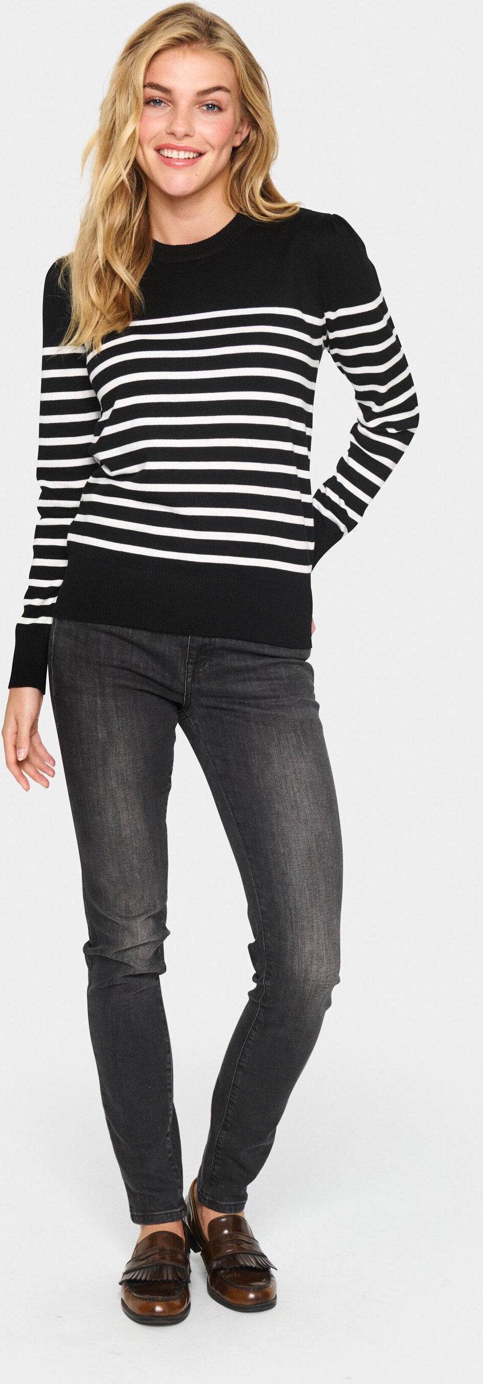 Strickpullover Gerade Passform black offwhite