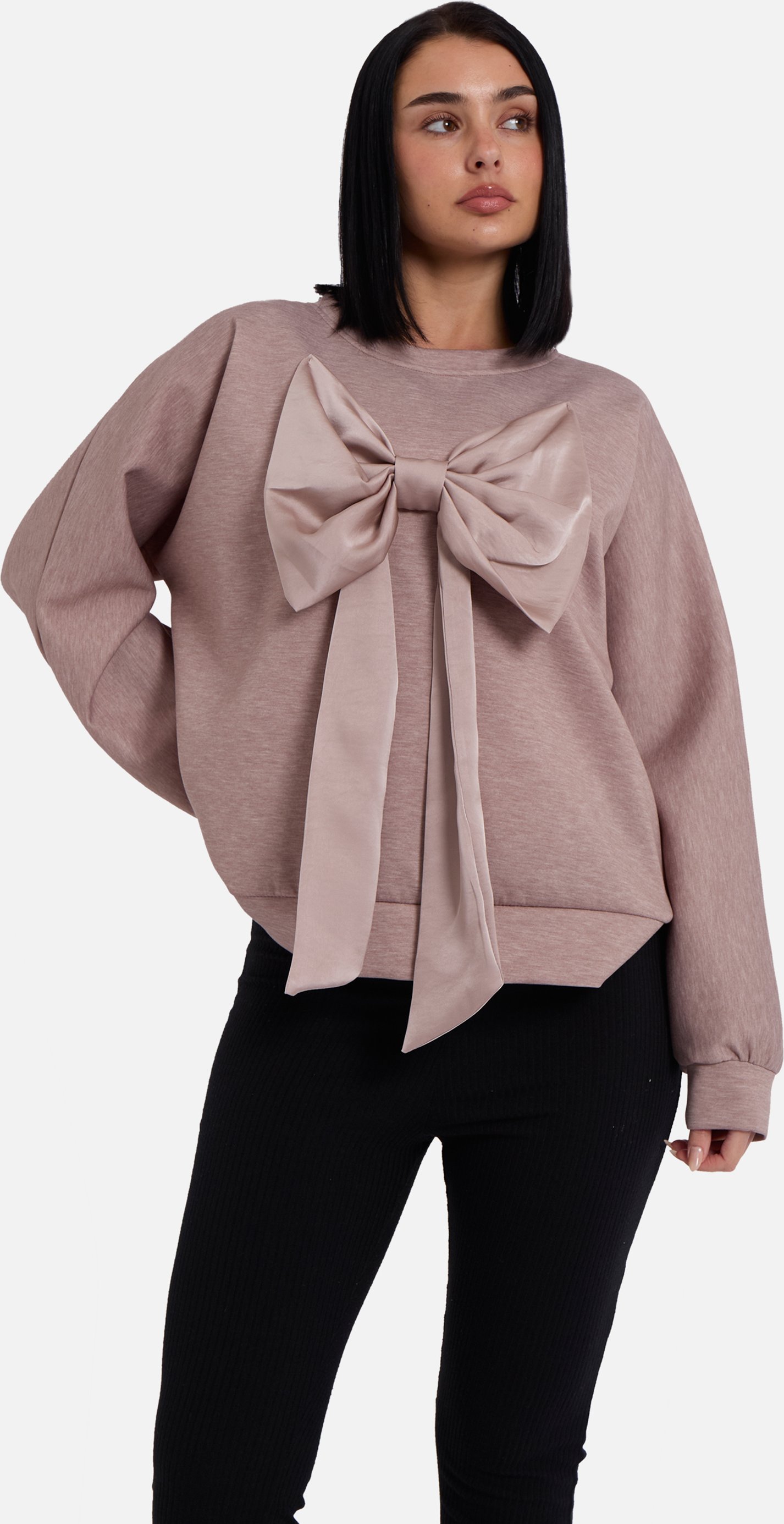 Mokka Bow Front Übergrößen Pullover Top