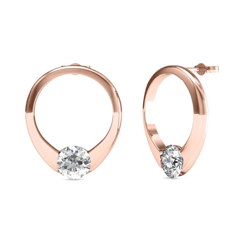 Mini-Ring-Ohrringe - Roségold und Kristall