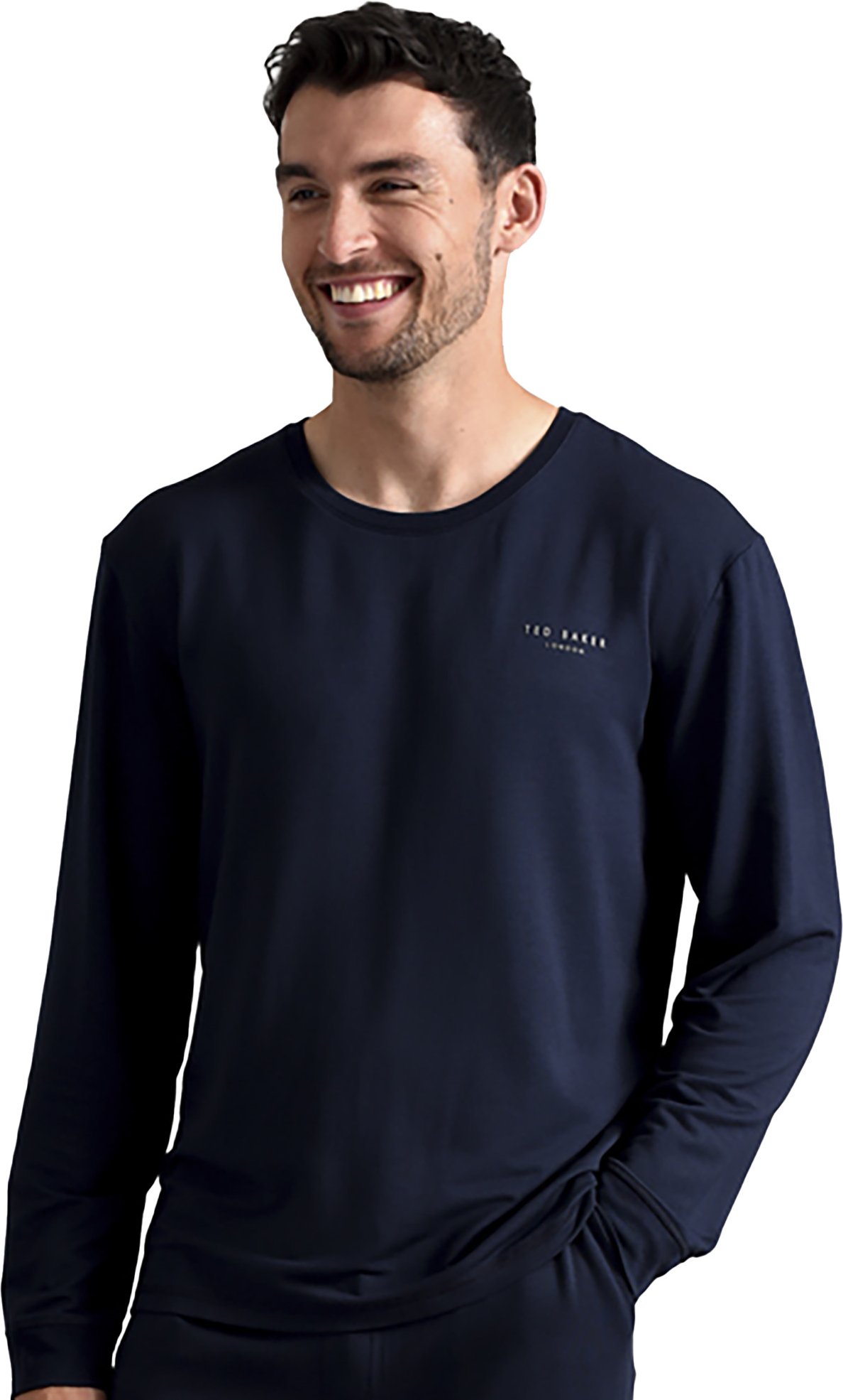Ted Baker Langarm-Pyjama-Top | Atmungsaktives lässiges Herren-Langarm-T-Shirt - Navy