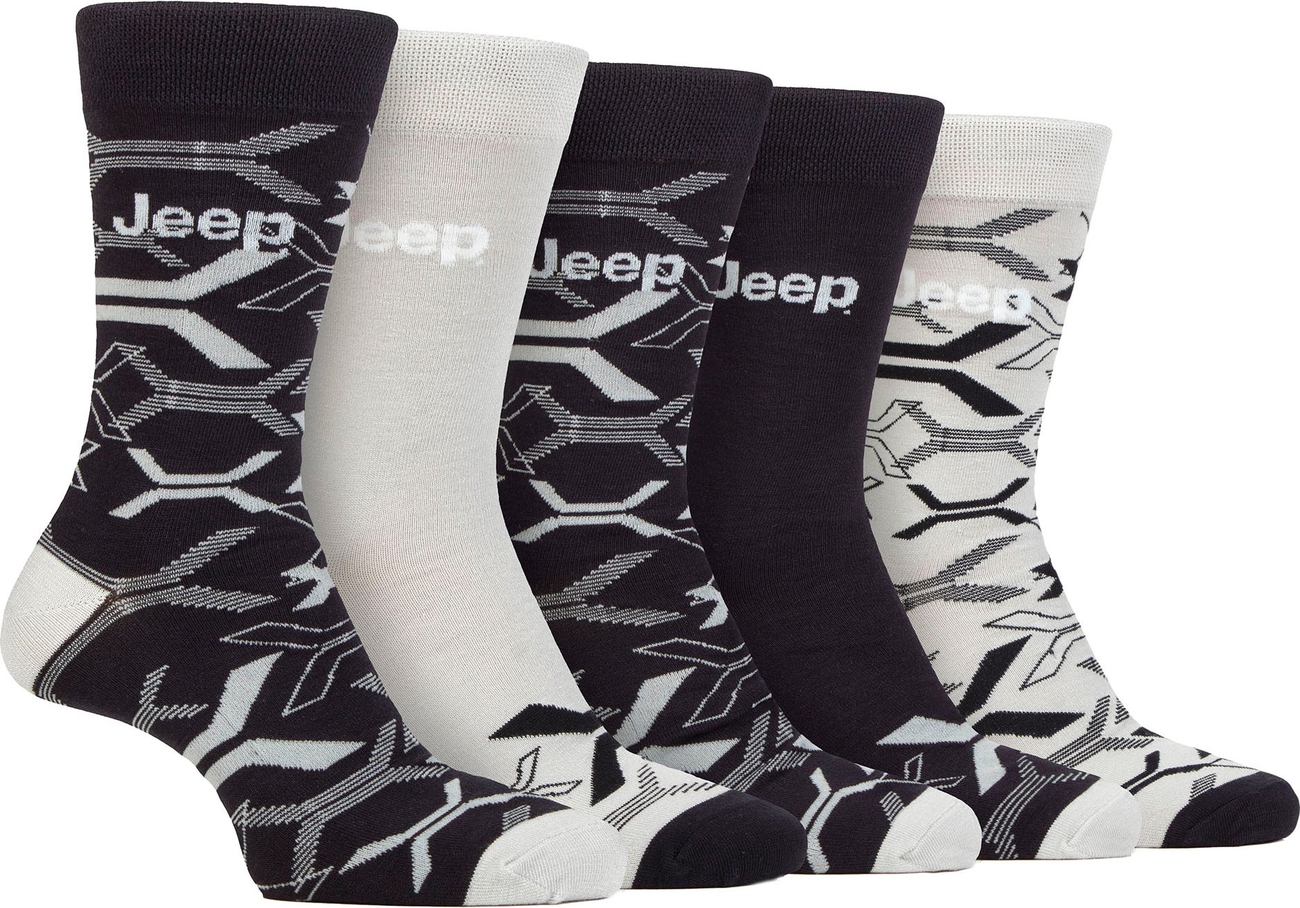Thumbnail - Herren Bambus Kleid Socken | Jeep | 5 Pack atmungsaktiv Freizeit Socken für jeden Tag tragen - Navy / Grau
