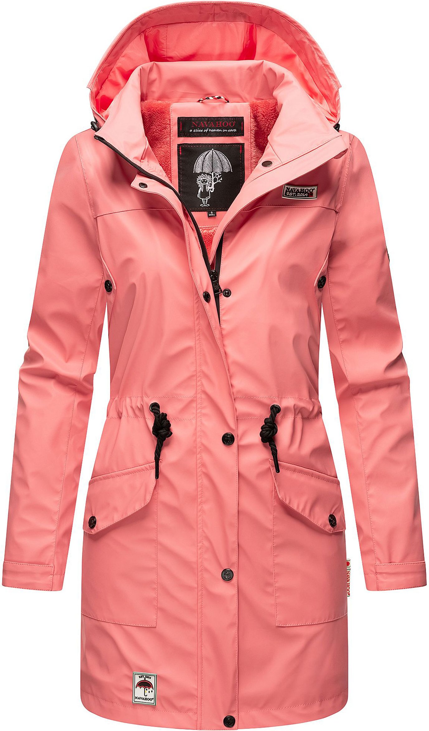 Navahoo Damen Regenmantel Deike – Wasserabweisend mit Abnehmbarer Kapuze