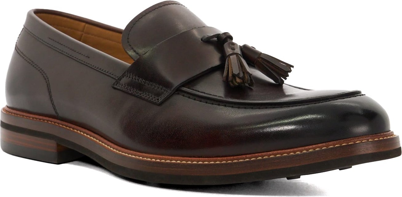 Dune Shaw Herren Slipper Aus Braunem Leder