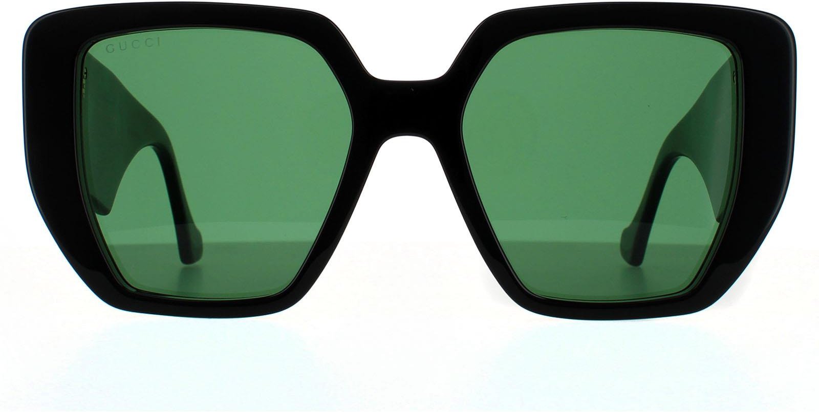 Gucci Square Womens Schwarz und Grün Swirl Grüne Sonnenbrille