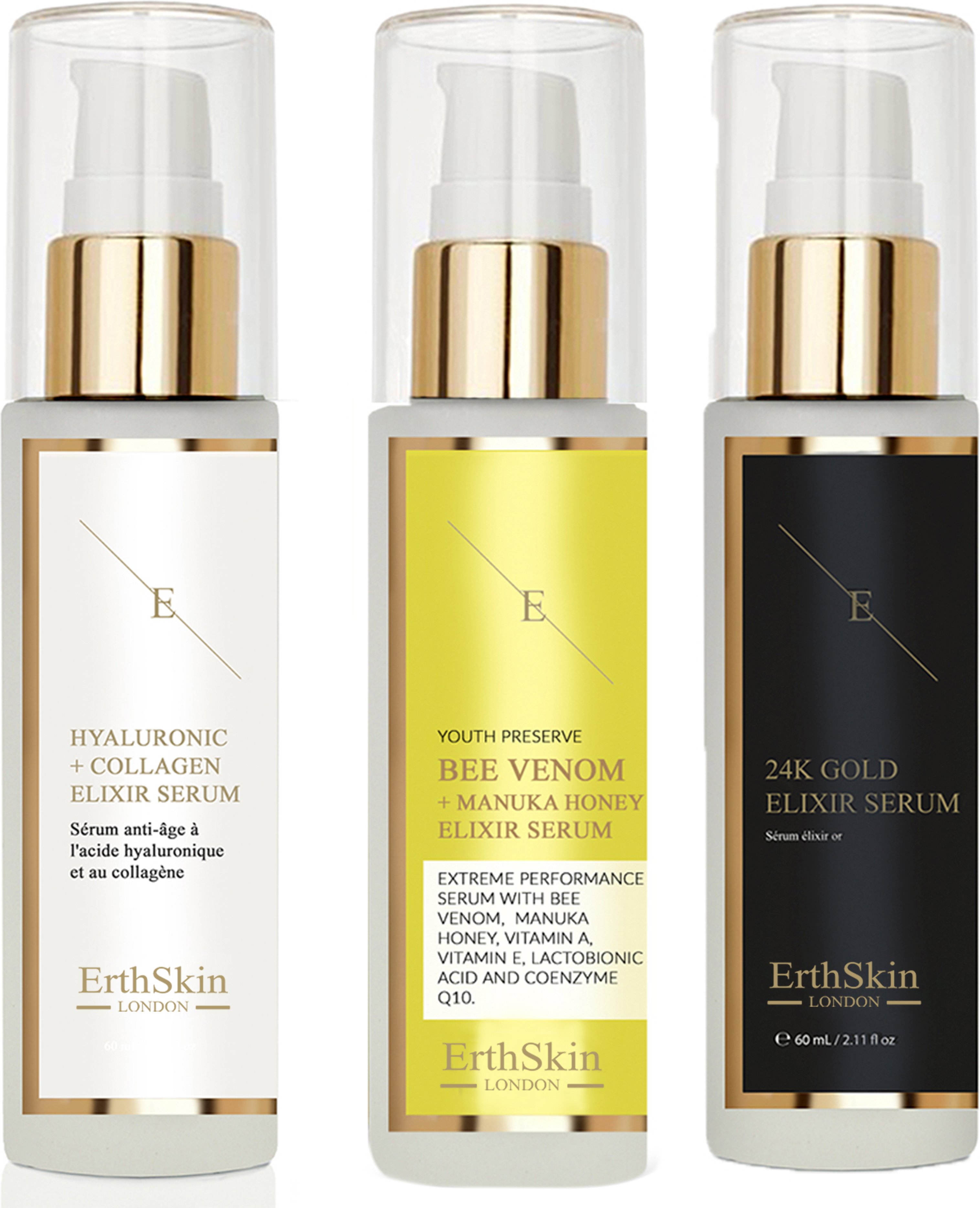 Thumbnail - Bienengift + Manuka Honig Elixier Serum 60ml + Hyaluronsäure & Kollagen Serum - 60ml + ANTI-WRINKLE ELIXIR SERUM 24K GOL...