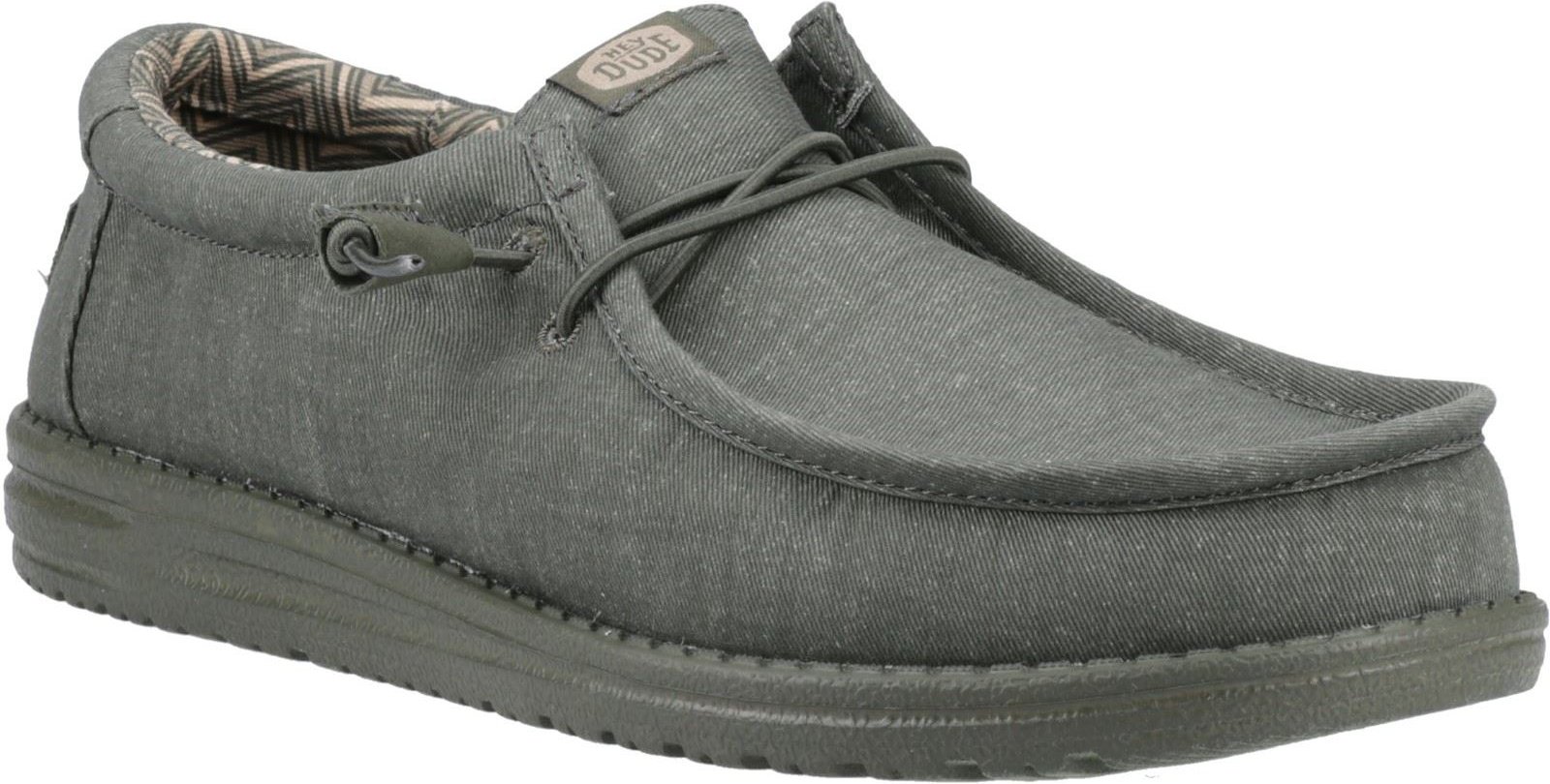 HEYDUDE Wally Stretch Canvas Baumwoll Herren Mokassins Schuhe in Dunkelgrün