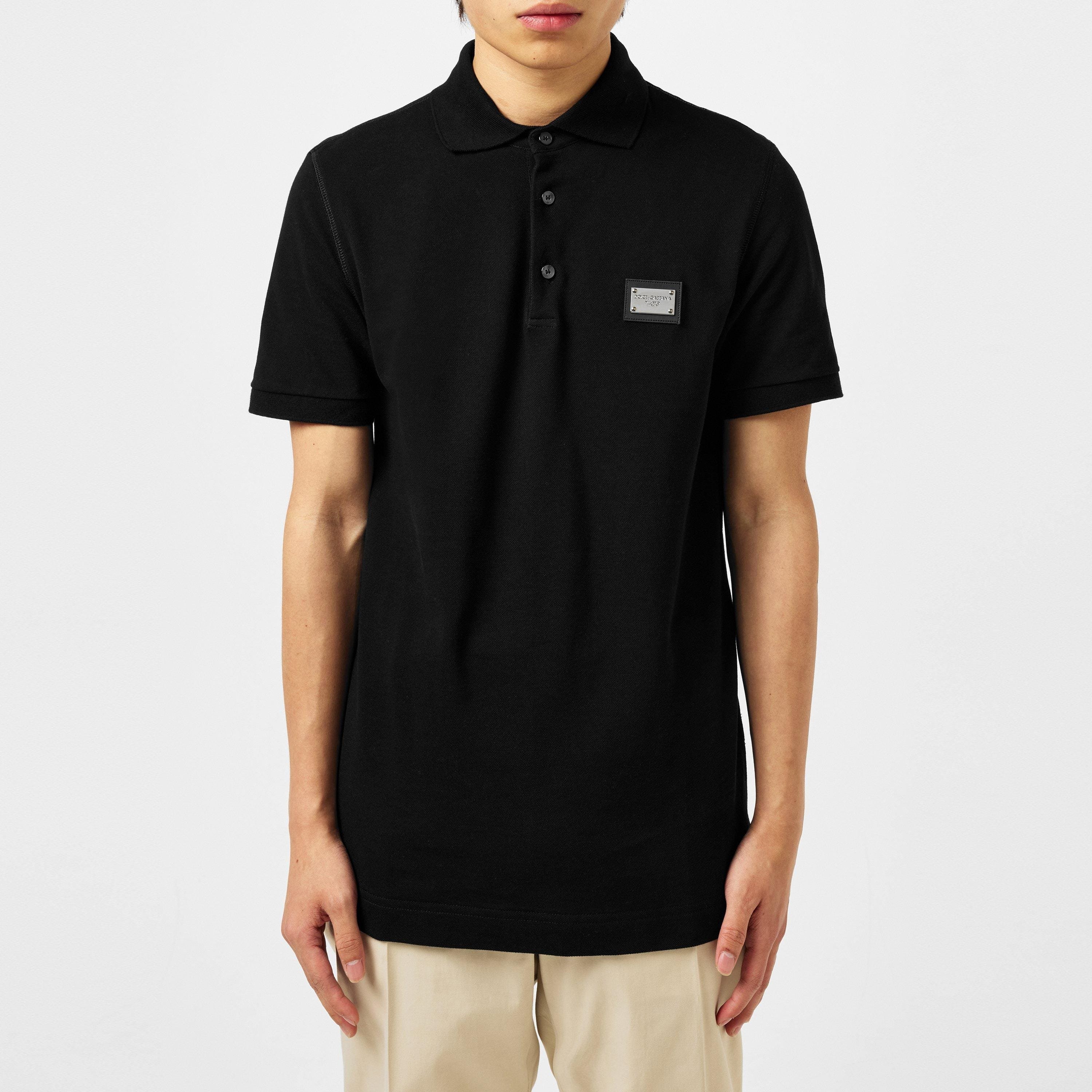 Herren Dolce & Gabbana Baumwoll-Piqué Poloshirt in Schwarz