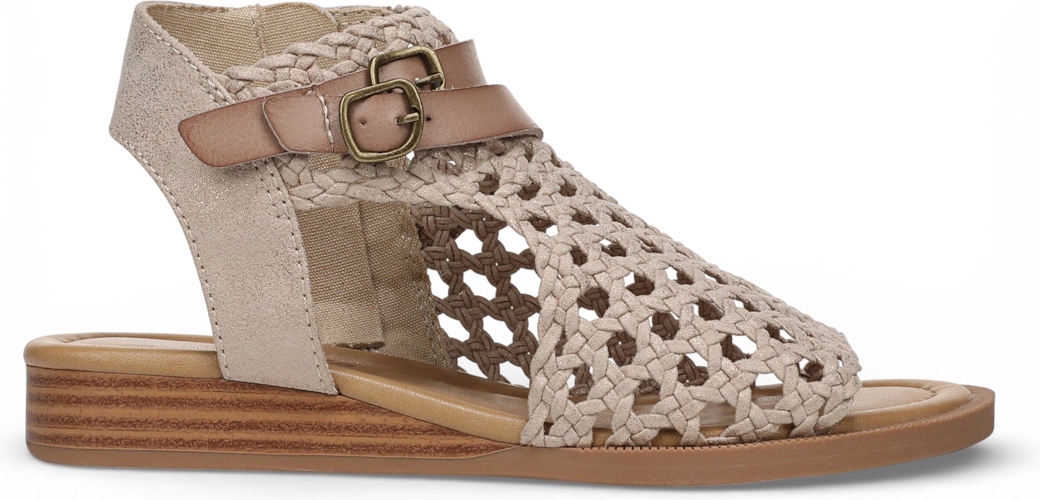 Blowfish Malibu Damen Golden Beige Weave Micro Wedge Sandalen – Anuella