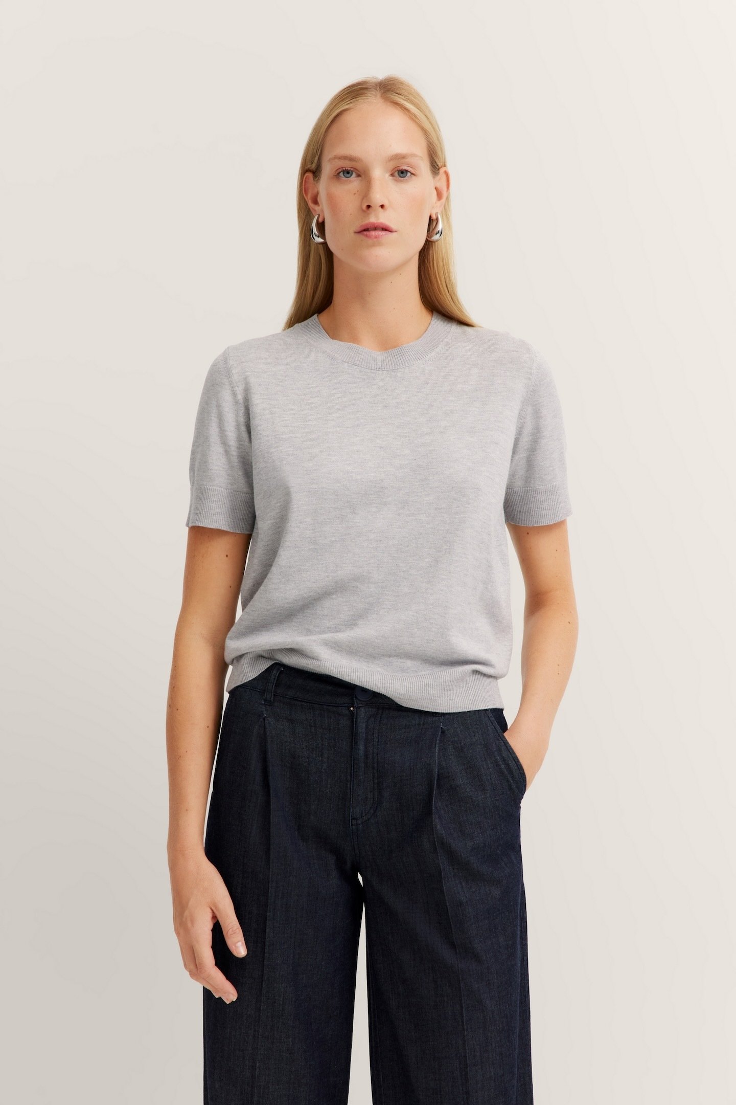 Bugatti Damen Strickpullover mit kurzen Ärmeln