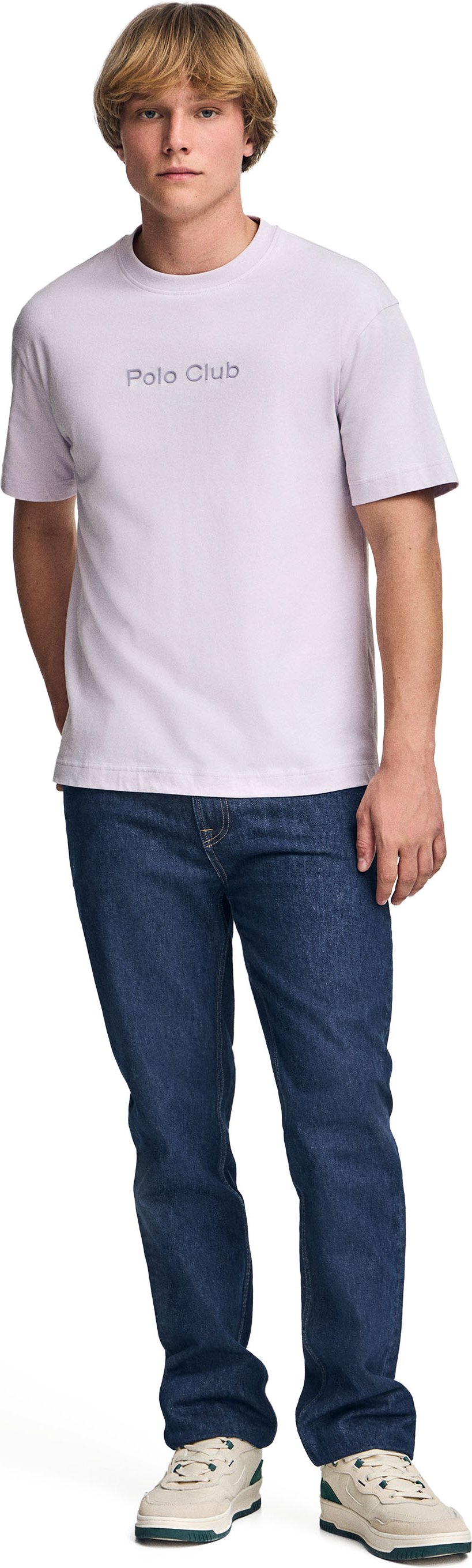 Kurzärmliges T-Shirt lavendelfarben mit Rundhalsausschnitt und Polo Club-Logo